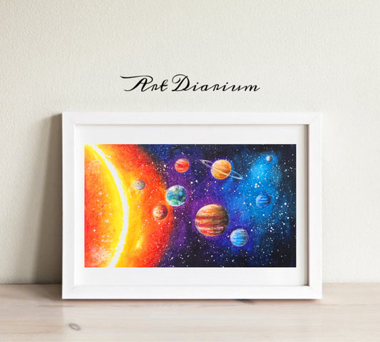 Exploring the Cosmos: Solar System Painting for Beautiful wall - Original Painting by Bhushita.